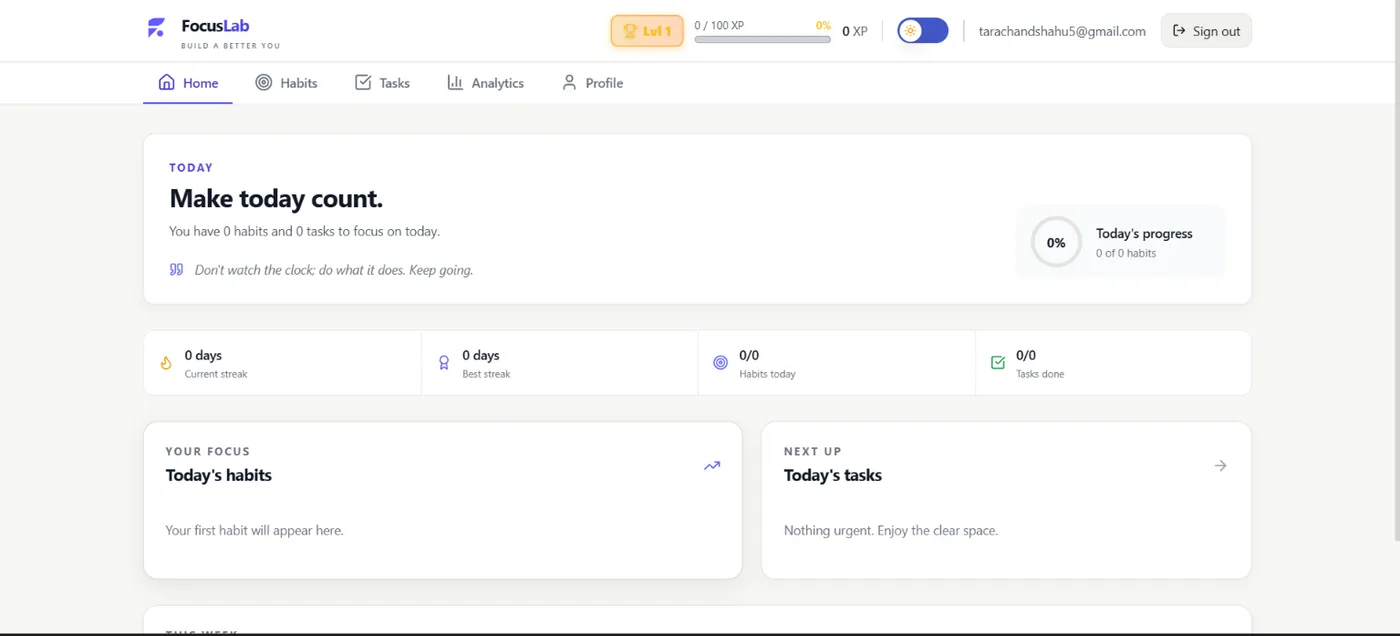 Habit and Task Tracker project preview