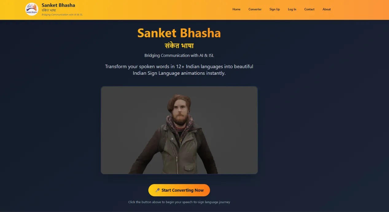 Sanket Bhasha - Indian Sign Language Converter project preview